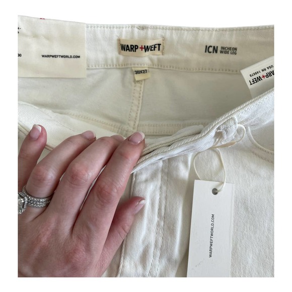 Warp + Weft Regular Wide-Leg High-Rise Jeans White Size US 30 - Picture 5 of 6